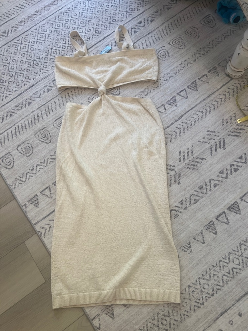 Express Cream Open-Back Knitted Maxi Dress